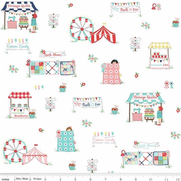 SALE - Main - White - QUILT FAIR - Tasha Noel - Riley Blake Designs - Quilting Cotton Fabric - C11350-White