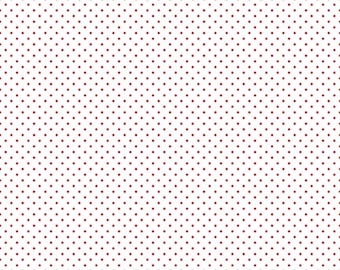 SWISS DOT - Red color Polka Dots on Solid White color Quilting Cotton Fabric  - by Riley Blake Designs - C660-80-RED