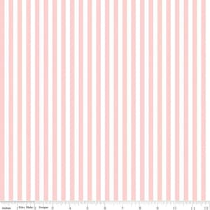 STRIPES - 1/4&quot; Quarter Inch Stripe - Baby Pink and White - Riley Blake Designs