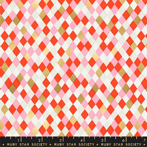 Gift Wrap - Red - Gold Sparkle - FLURRY Collection - by Ruby Star Society - Moda - Quilting Cotton Fabric - ( RS503212M-RED )
