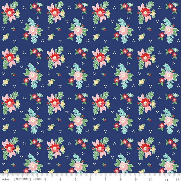 SALE - Floral - Navy - QUILT FAIR - Tasha Noel - Riley Blake Designs - Quilting Cotton Fabric - C11351-Navy