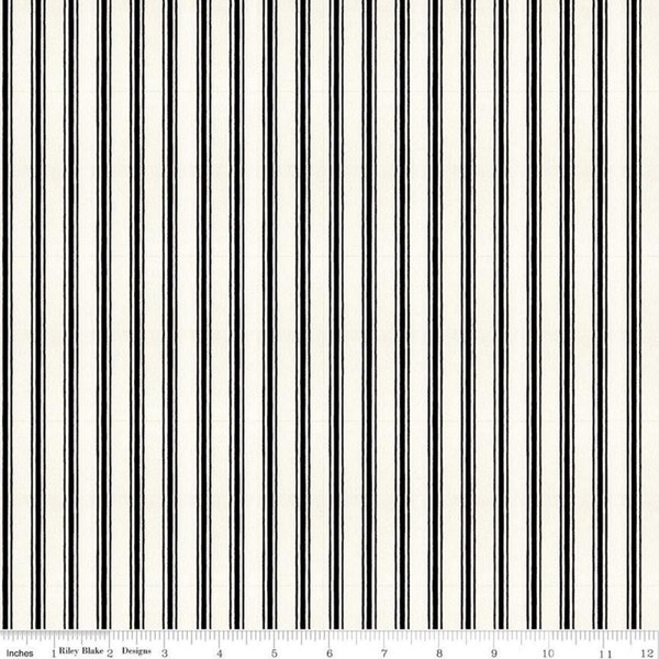 Stripes - Ticking Stripe Candy Cane - Black - SNOW SWEET - by J. Wecker Frisch - Riley Blake Designs - Quilting Cotton Fabric - C9670-BLACK