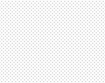 Solid White Fabric with Silver Metallic Polka Dots - SWISS DOT - by Riley Blake Designs - Quilting Cotton Fabric - SC660-SILVER