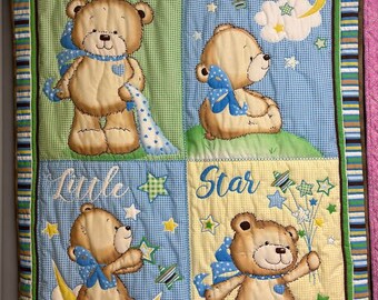 Twinkle Twinkle Little Star - Quilt - 36 "Zoll x 44" Zoll - Hand gequiltet - Polyester Volumenvlies