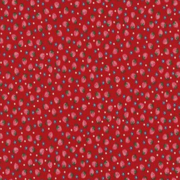 Strawberries - Red - LITTLE STRAWBERRY GENERATION - by Atsuko Matsuyama - Yuwa - Quilting Cotton Fabric