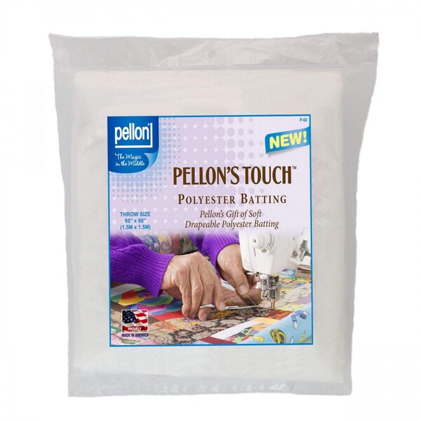 Quilters Touch 100% Poly Batting - Throw-Sized 60"inch x 60"inch - Interfacing Packaged - Pellon - ( P-60P )