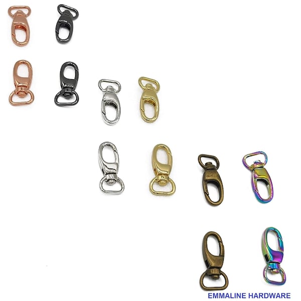 Swivel Snap Hooks- 1/2" inch - .5" inch - Half Inch - 12mm - Bag Hardware - Lobster Hook - Multiple Colors - by Emmaline -( HOOK-1/2INCH )