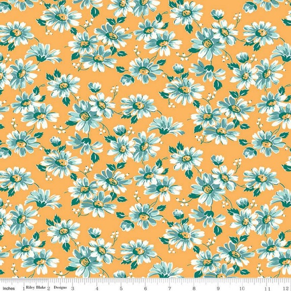 FLEA MARKET - Floral on Daisy/Yellow color Quilting Cotton Fabric - Lori Holt of Bee in My Bonnet - Riley Blake Designs - C10213-DAISY