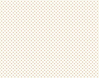 Le Creme - Solid Cream Fabric with Orange Polka Dots - SWISS DOT - by Riley Blake Designs - Quilting Cotton Fabric - C600-60-ORANGE