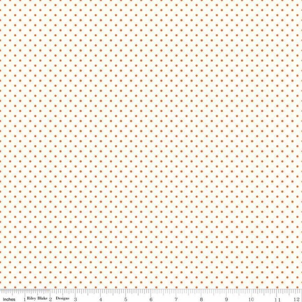 Le Creme - Solid Cream Fabric with Orange Polka Dots - SWISS DOT - by Riley Blake Designs - Quilting Cotton Fabric - C600-60-ORANGE