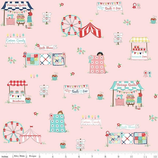 SALE - Main - Pink - QUILT FAIR - Tasha Noel - Riley Blake Designs - Quilting Cotton Fabric - C11350-Pink