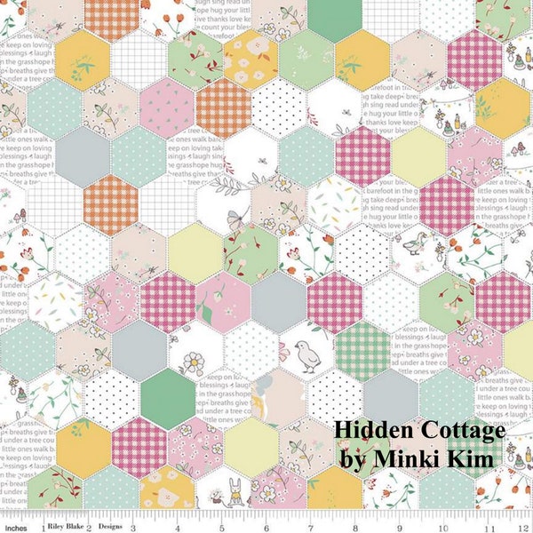 Hexagon - Pink - HIDDEN COTTAGE - Minki Kim - ** Last Piece ** - Riley Blake Designs - Quilting Cotton Fabric - C10761-PINK