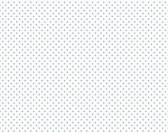 Solid White Fabric with Teal Polka Dots - SWISS DOT - by Riley Blake Designs - Quilting Cotton Fabric - C660-TEAL