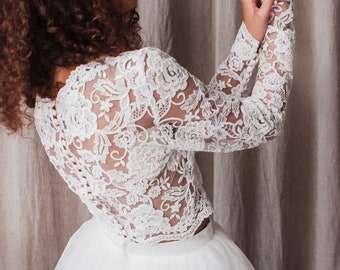 long sleeve lace bridal top