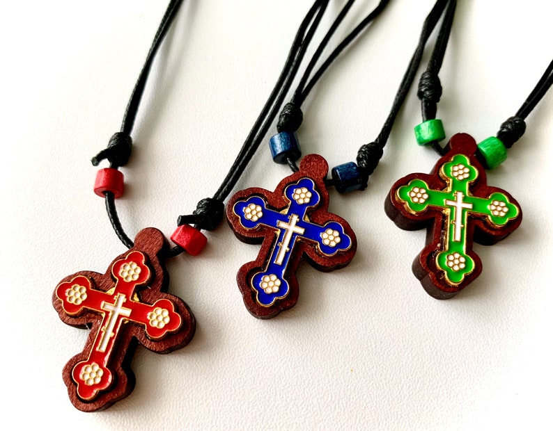 Orthodox cross Wood cross necklace Etsy