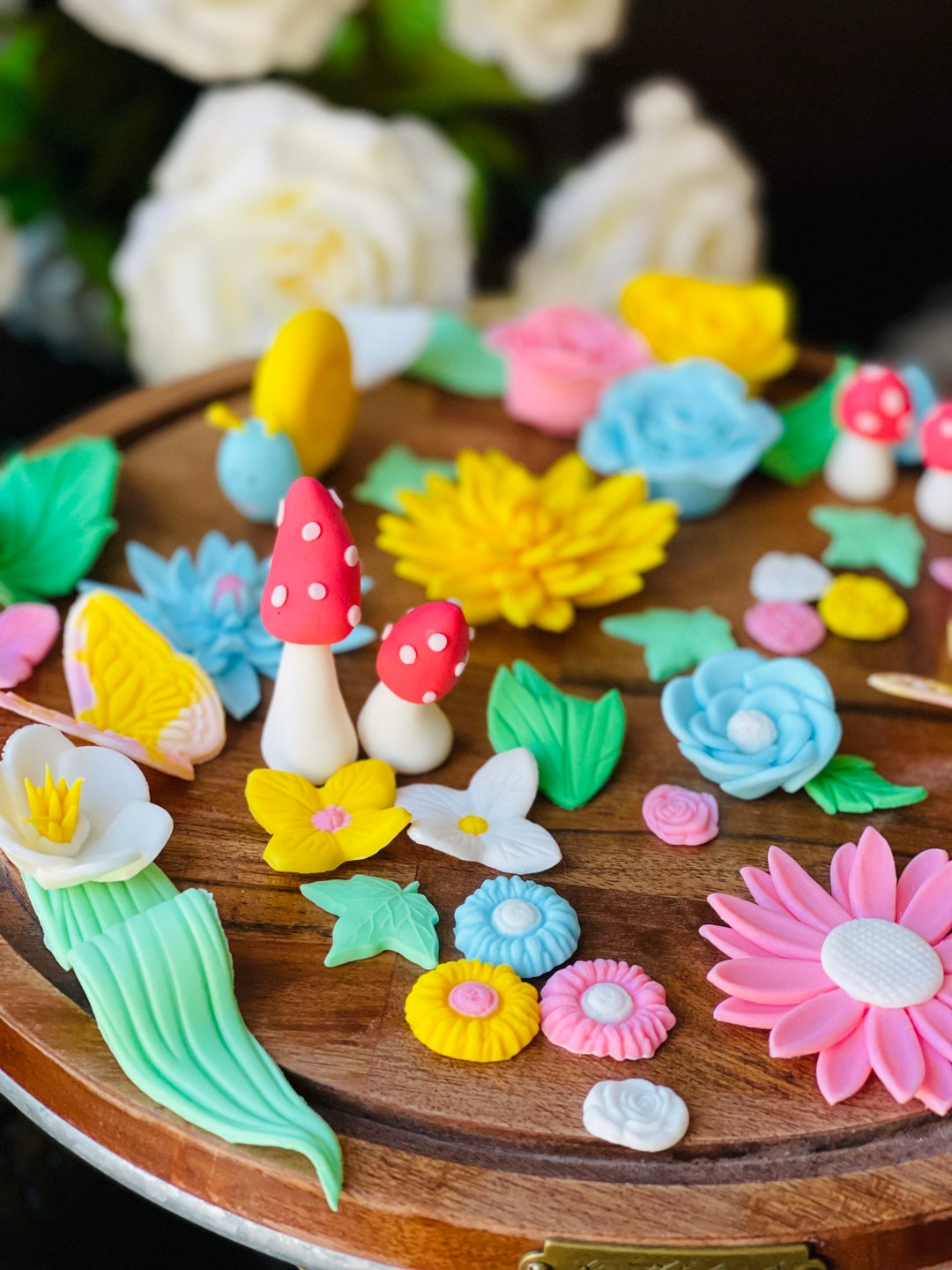 Spring Cake Toppers Handmade Fondant Spring Cake Toppers. Decoration Kit. Fairy Cake ...
