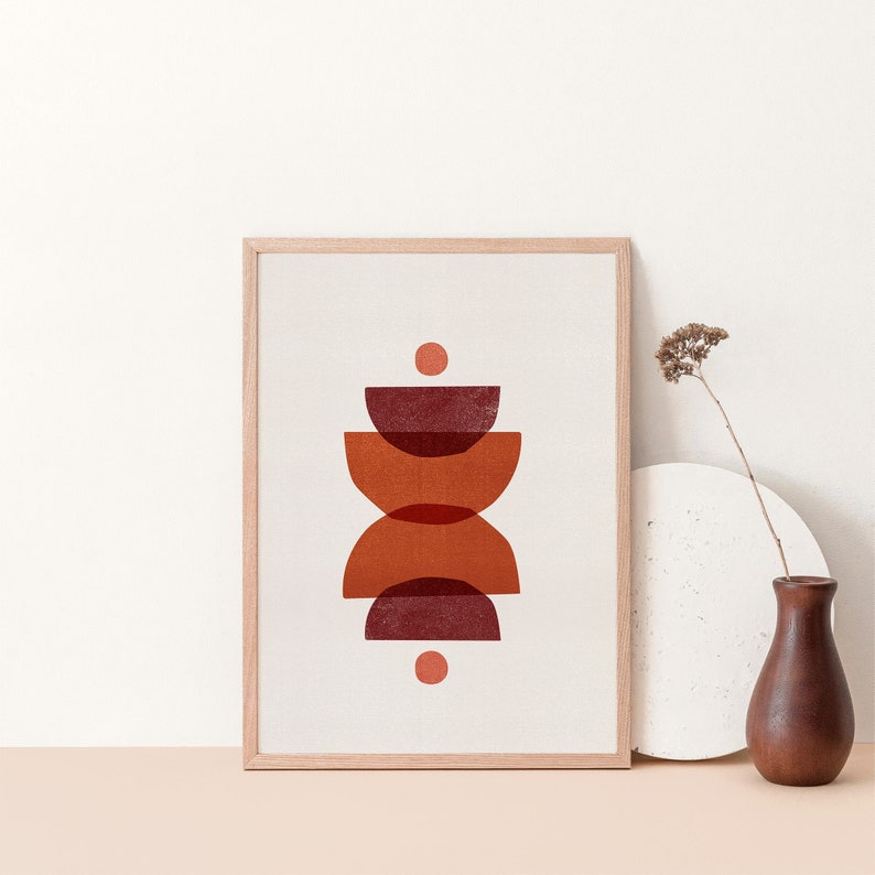 Mid Century Modern Printable Wall Art Digital Prints Boho Decor Wall Decor Abstract Art Print Downloadable Prints Mid Century Burnt Orange