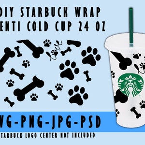 Paw Dog Starbucks Cold Cup Svg Venti Cup 24 Oz DIY Instant Download