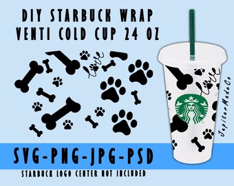 Paw Dog Starbucks Cold Cup Svg Venti Cup 24 Oz DIY Instant Download