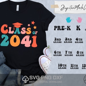 Class of 2041 Grow With Me Class shirt Svg Back to School Svg PNG DXF DIY High Resolution Instant Download Digital files