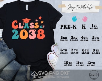 Class of 2038 Grow With Me Class shirt Svg Back to School Svg PNG DXF DIY High Resolution Instant Download Digital files