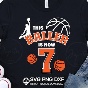 This Baller is Now 7 Svg Png Dxf , 7th birthday basketball , Birthday DIY High Resolution Instant Download Digital files