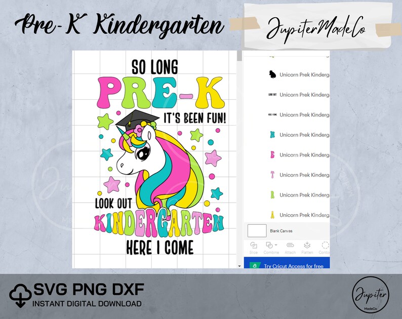 So Long Pre-K Kindergarten Here I Come Unicorn Preschool Graduation Svg Png Dxf DIY High Resolution Instant Download Digital files image 2