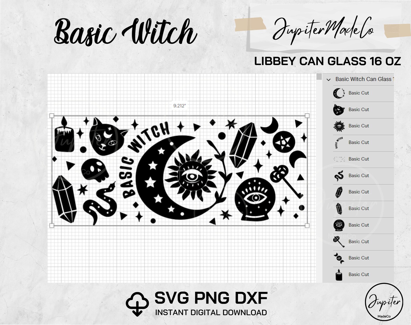 Basic Witch Libbey Wrap Svg Png Dxf Can Glass 16 Oz DIY Instant ...