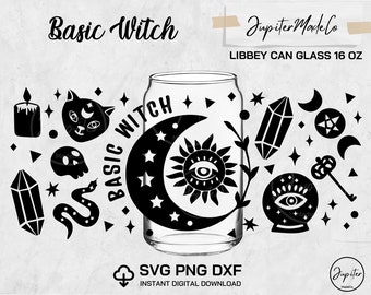Basic Witch Libbey wrap Svg Png Dxf Can Glass 16 Oz DIY Instant Download Digital files