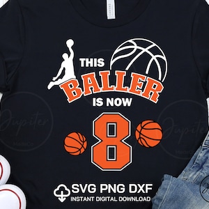 This Baller is Now 8 Svg Png Dxf , 8th birthday basketball , Birthday DIY High Resolution Instant Download Digital files