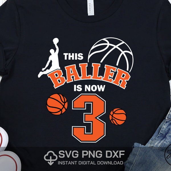 This Baller is Now 3 Svg Png Dxf , 3rd birthday basketball , Birthday DIY High Resolution Instant Download Digital files