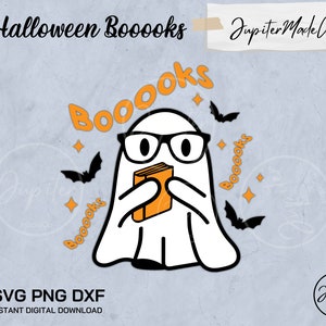 Cute Ghost Booooks Funny Halloween Boo Teaching Svg PNG DXF DIY High Resolution Instant Download Digital files