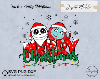 Jack et Sally Merry Before Christmas Svg Png Dxf fichiers pour Cricut DIY Haute résolution Téléchargement instantané Fichiers numériques