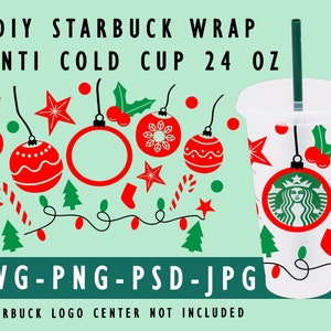Christmas Ball Starbucks Cold Cup Svg Venti Cup 24 Oz DIY Instant Download