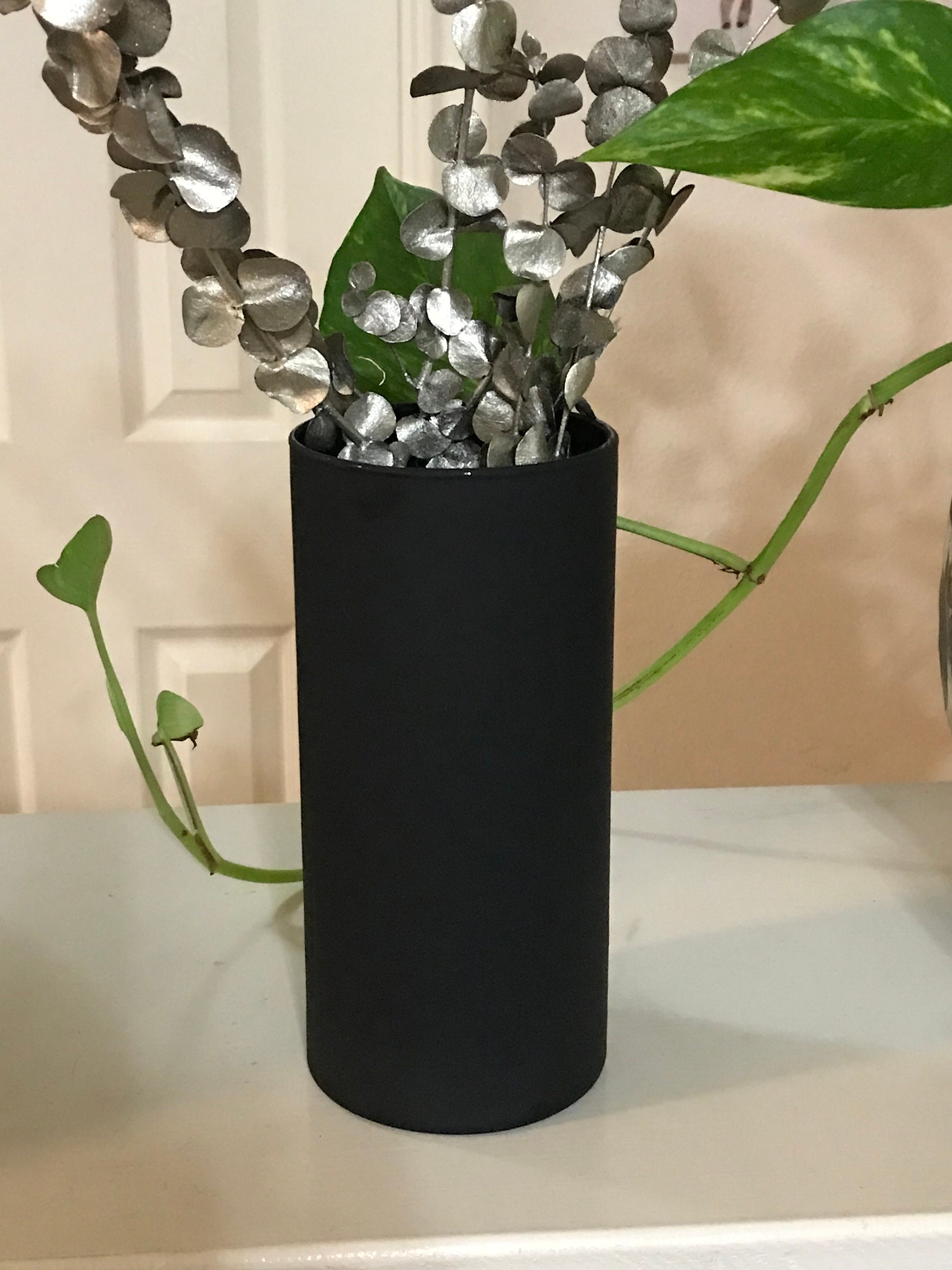 Black Matte Flower Vase Etsy