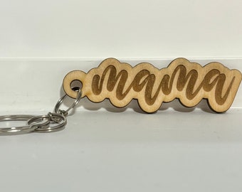 Mama, Mommy, Gigi, and Grandma Wooden Laser Engraved Keychains, grandparents keychains, parents keychains, wooden keychains