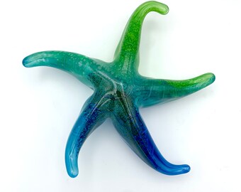 Hand Blown Glass Starfish Blue and Green