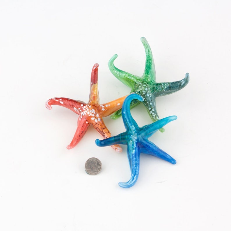 Set of 3 Small glass starfish