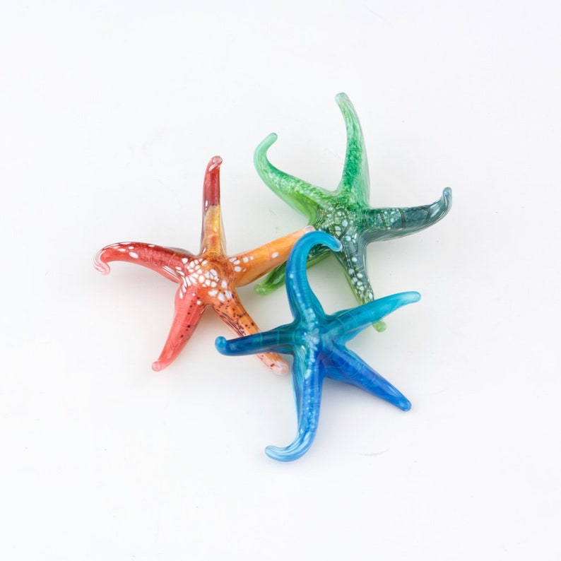 Set of 3 Small glass starfish