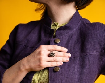 100% Hemp Denim Jacket for Women, Sustainable Crop Jacket, Purple Trucker Jacket, Violet Utility Jacket, Eggplant Denim Jacket, Casual