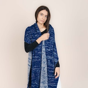 Handcrafted Hemp-Wool Scarf Eco-Friendly Transylvanian Knitted Wrap Sustainable Fashion Accessory for Men-Women Grey, Black, Indigo Blue