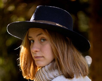 Fedora Hat Unisex | Wool Hat | Vintage Hat | Blue Hat | Hemp details | Accessories for women and men | Handmade unique hat