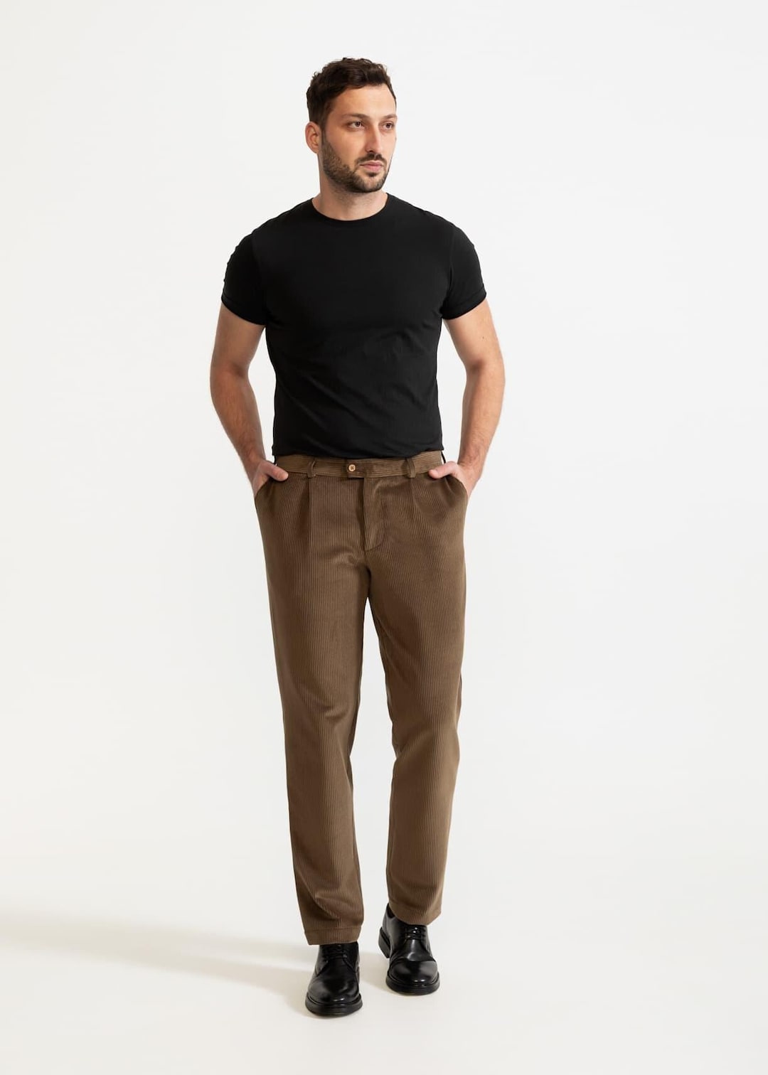 Russet Brown Corduroy Pants for Men – Organic Cotton Single Pleat