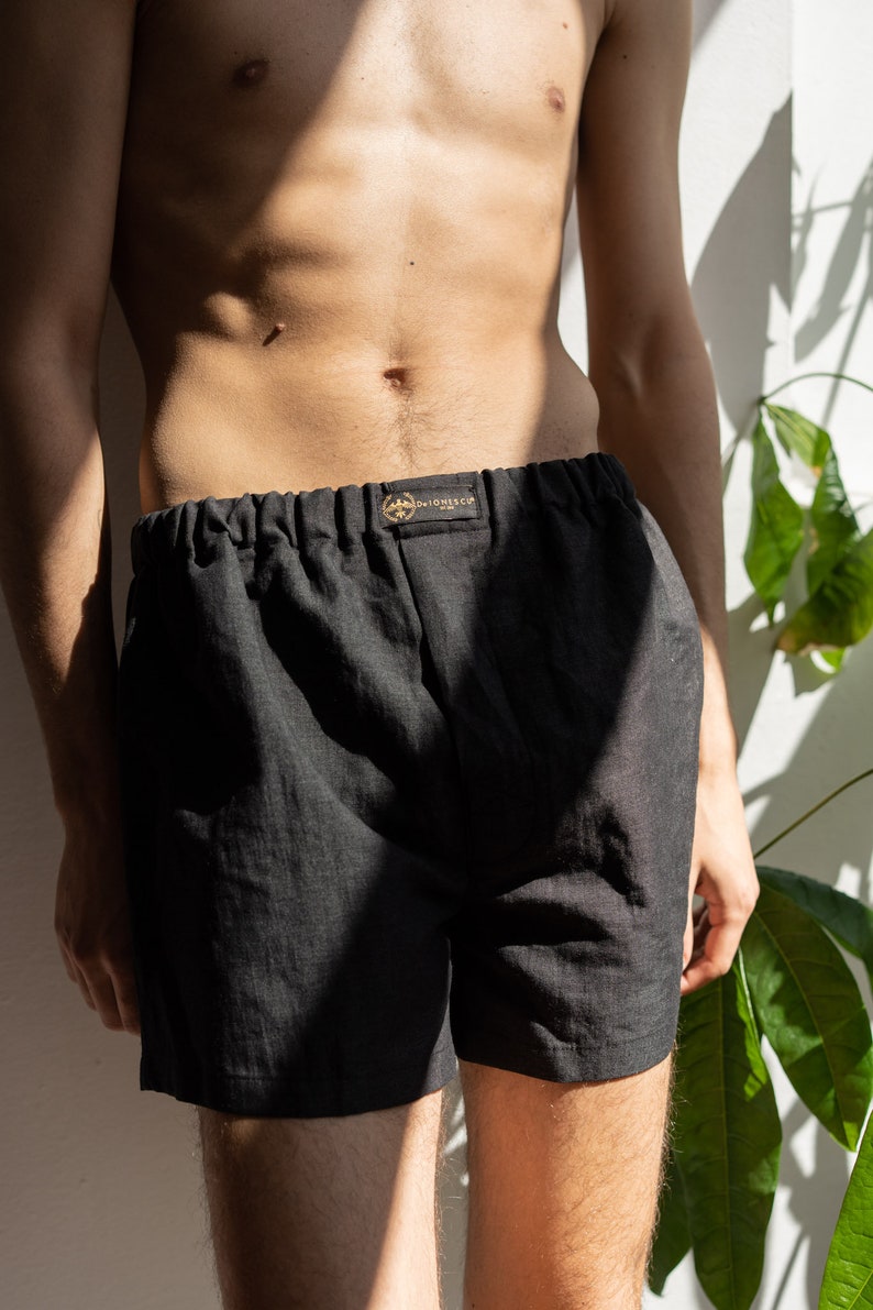 100% Linen Men Underwear, Boxer Shorts, Beach Shorts, Men Linen Grey Shorts, Sleep Boxers, Summer Casual Style, Organic, Natural Fibers image 5