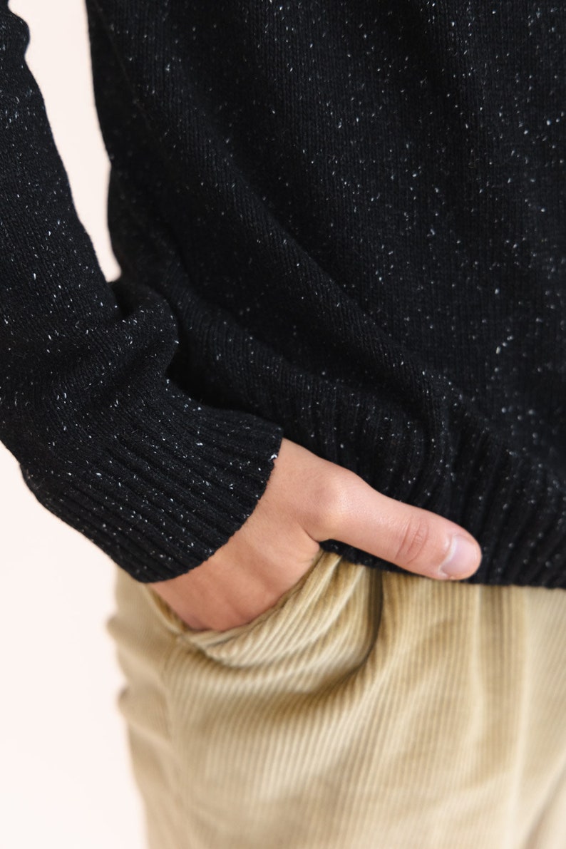 Men's Wool Sweater Starry Night, Knitted Warm Pullover, European Wool, Half Zip Jumper, Made in Europe image 7
