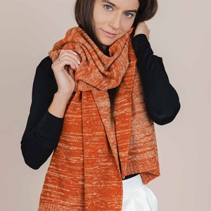 Mustard Handcrafted Hemp & Wool Scarf Eco-Friendly Transylvanian Knitted Wrap Sustainable Fashion Accessory for Men and Women Orange