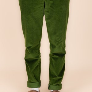 Green Handcrafted Organic Cotton Corduroy Trousers Men's Sustainable Fashion Double-Pleated Pants for Autumn-Winter image 3