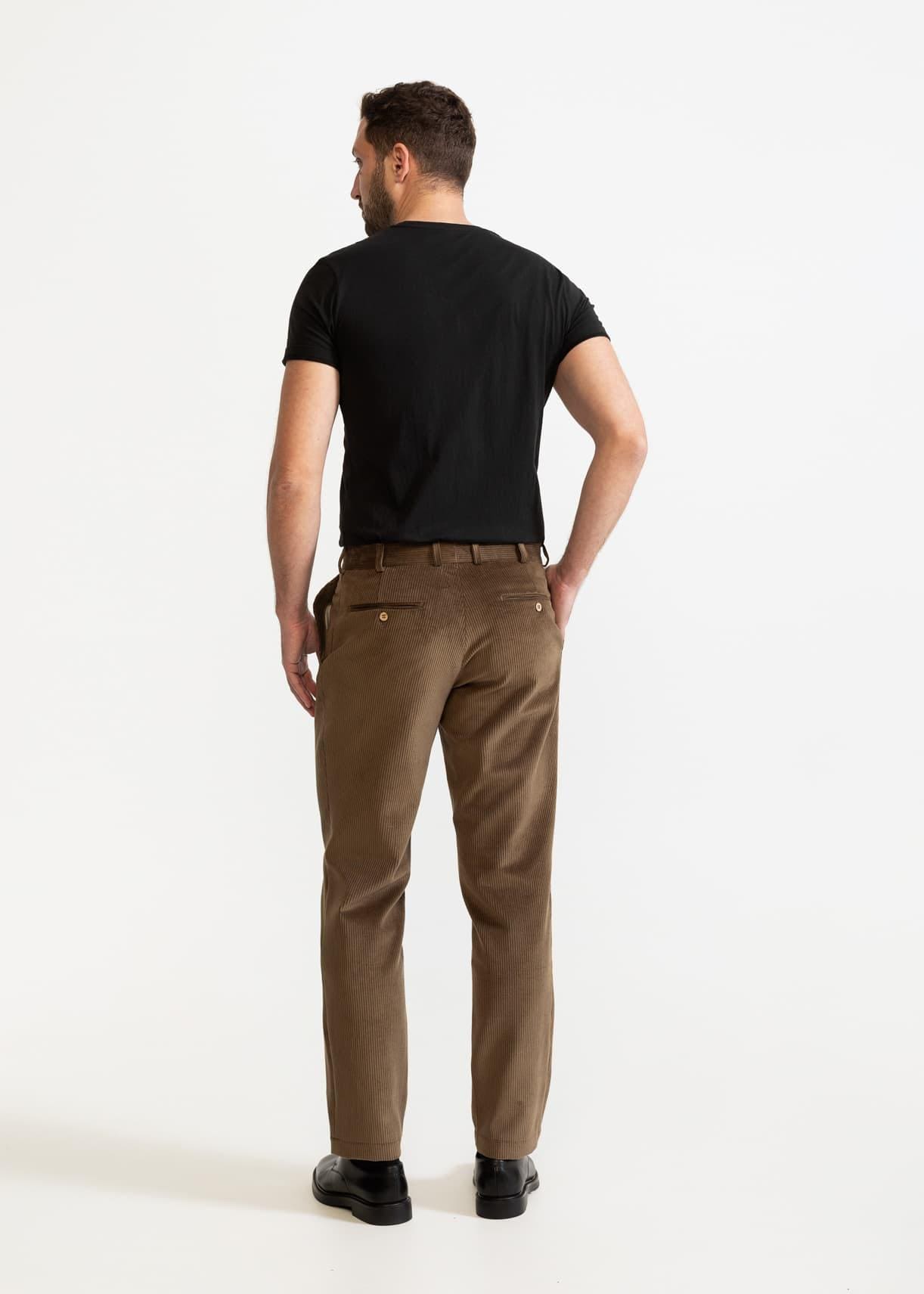 Russet Brown Corduroy Pants for Men – Organic Cotton Single Pleat