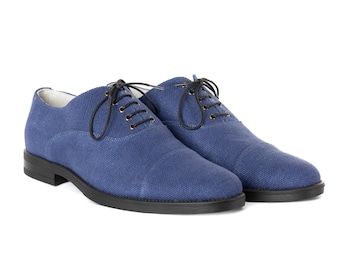 HEMP Oxford Shoes - Indigo Blue, Comfortable, Handmade Shoes, Leather Lining, Made in Europe, Formal Shoes, Wedding shoes