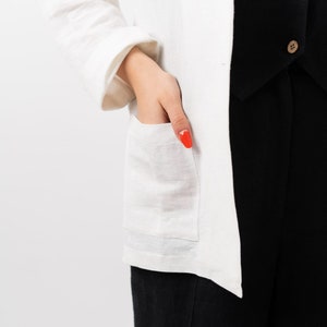 The Ilva 100% Hemp Suit Jacket with Shawl Lapel. Elegant Women's Jacket, Vegan, Sustainable Fashion, Stylish White Jacket, Custom Made image 4